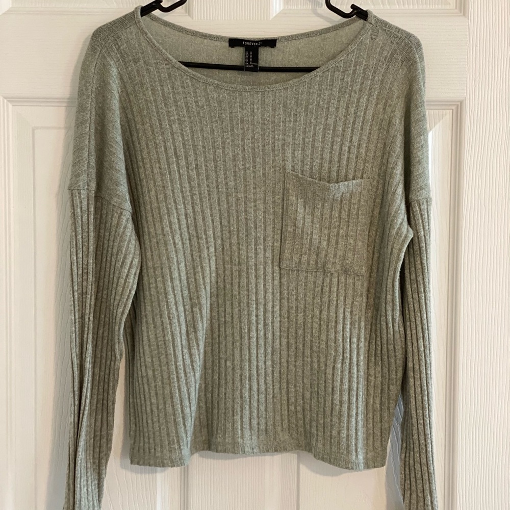 Forever 21 Sage Green Long Sleeve Knit Shirt